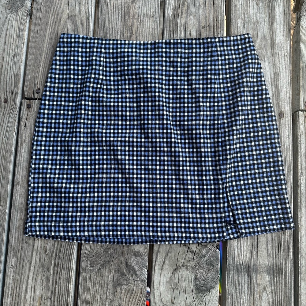 Wild Fable Blue and White Gingham Mini Skirt
